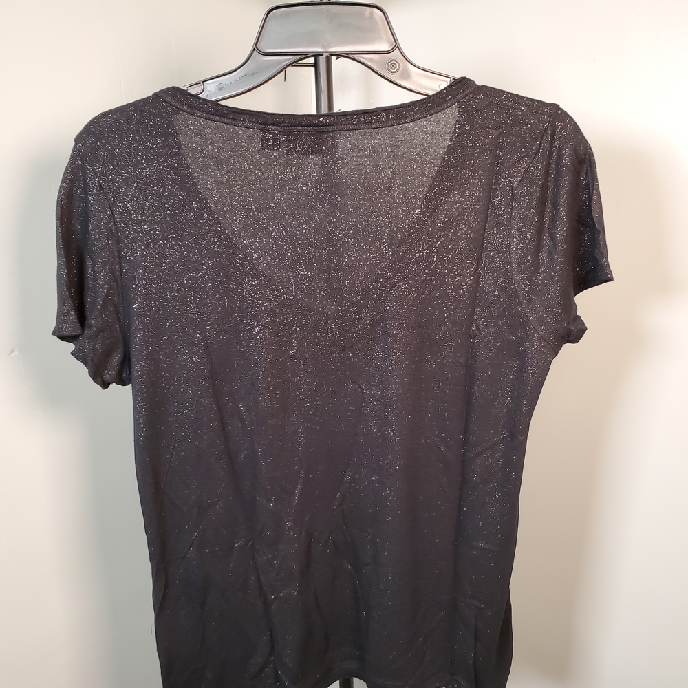 Rock & Republic Black Glitter V-Neck Tee - Picture 3 of 3